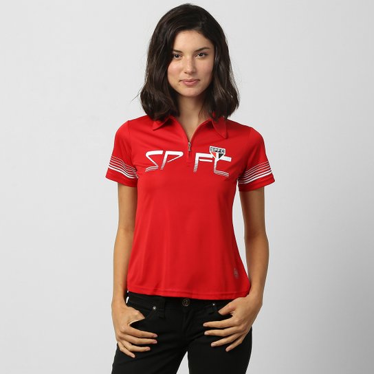 Camisa Polo São Paulo Feminina - Vermelho