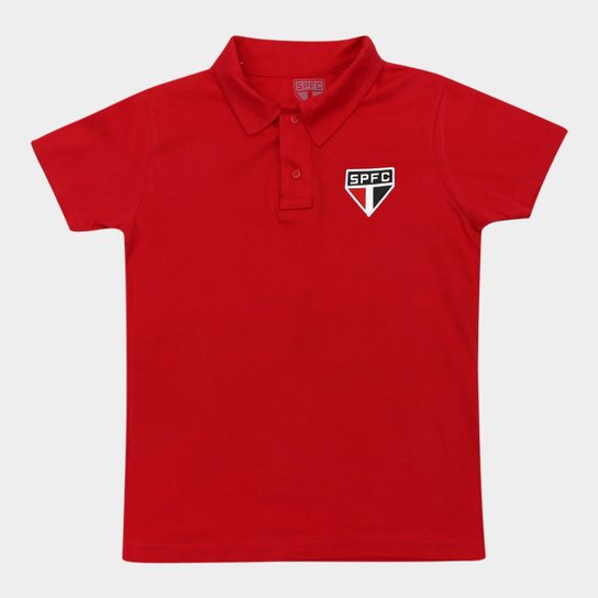 Camisa Polo São Paulo Juvenil Costura - Vermelho