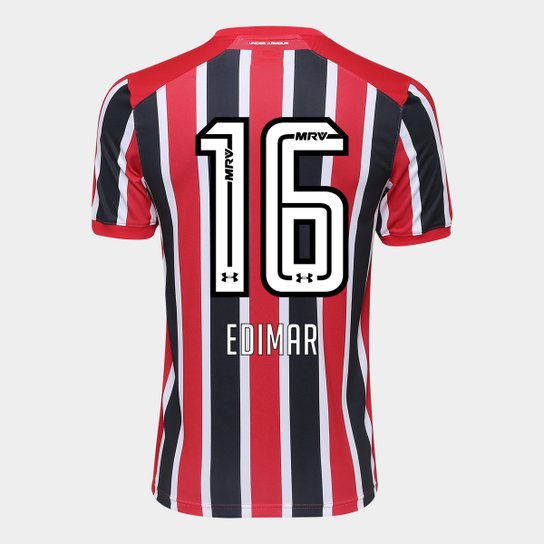 Camisa São Paulo II 17/18 nº 16 - Edimar Torcedor Under Armour Masculina - Vermelho+Preto