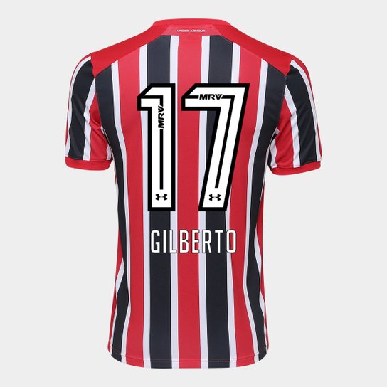 Camisa São Paulo II 17/18 nº 17 - Gilberto Torcedor Under Armour Masculina - Vermelho+Preto