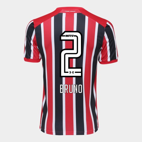 Camisa São Paulo II 17/18 nº 2 - Bruno Torcedor Under Armour Masculina - Vermelho+Preto