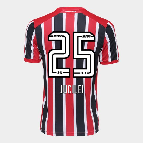 Camisa São Paulo II 17/18 nº 25 - Jucilei Torcedor Under Armour Masculina - Vermelho+Preto