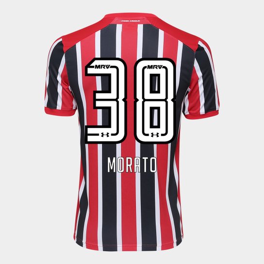 Camisa São Paulo II 17/18 nº 38 - Morato Torcedor Under Armour Masculina - Vermelho+Preto