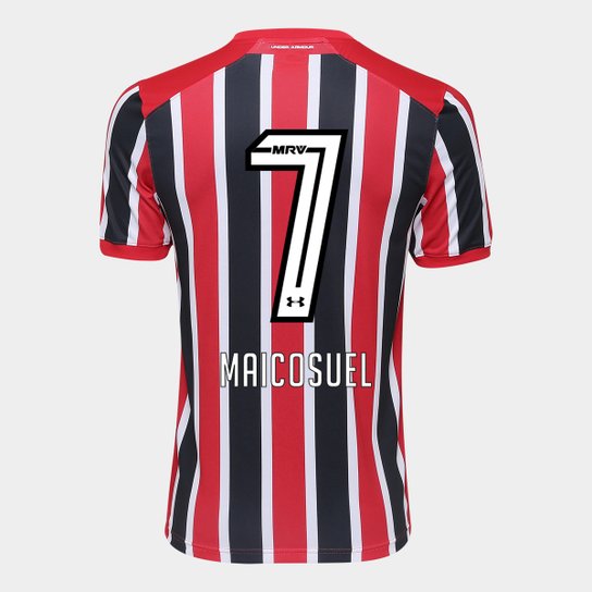 Camisa São Paulo II 17/18 nº 7 - Maicosuel Torcedor Under Armour Masculina - Vermelho+Preto