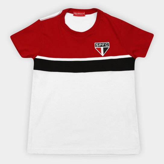 Camiseta São Paulo Juvenil Tape - Branco+Vermelho