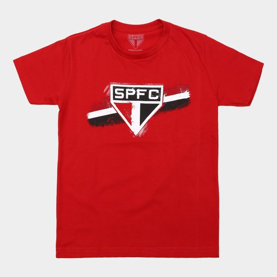 Camiseta São Paulo Juvenil WaterColor - Vermelho