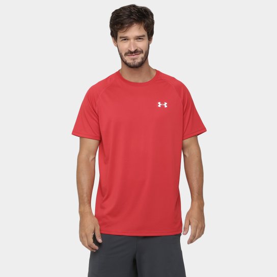 Camiseta Under Armour UA Tech SS Masculina - Vermelho+Branco