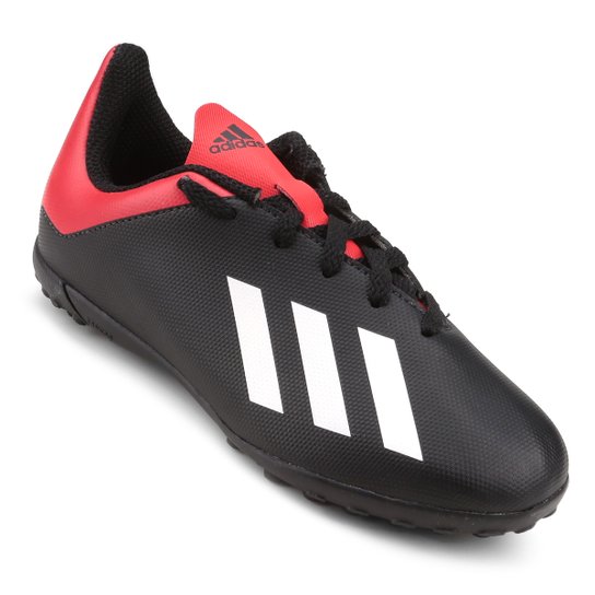Chuteira Society Infantil Adidas X 18 4 TF - Preto+Vermelho