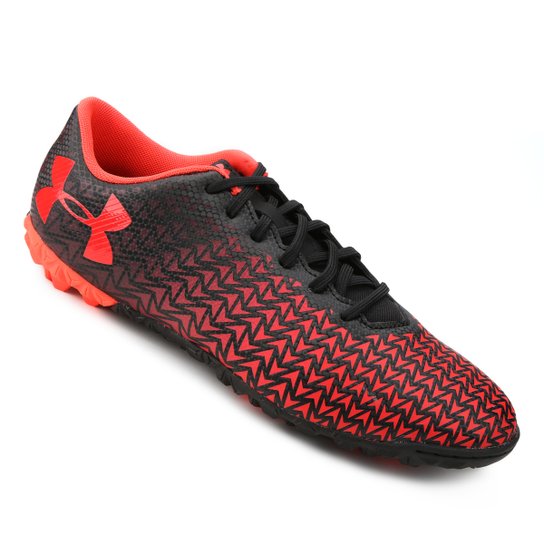 Chuteira Society Under Armour CF Force 3.0 TF Masculina - Preto+Vermelho