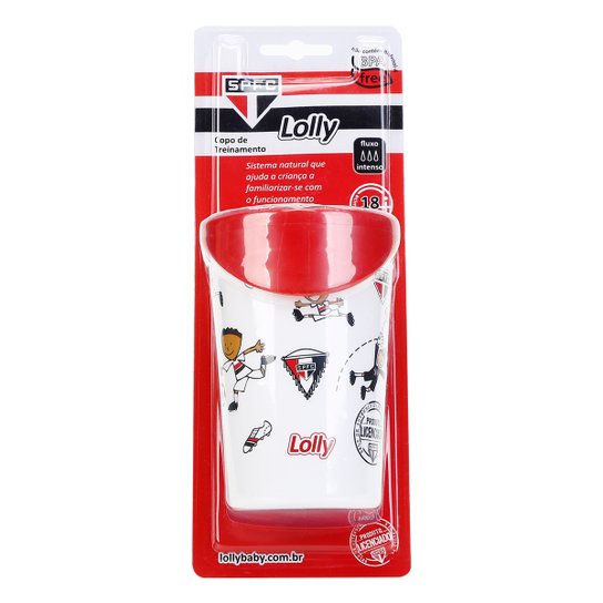 Copo Sao Paulo Lolly c/ tampa 350ml - Vermelho+Branco