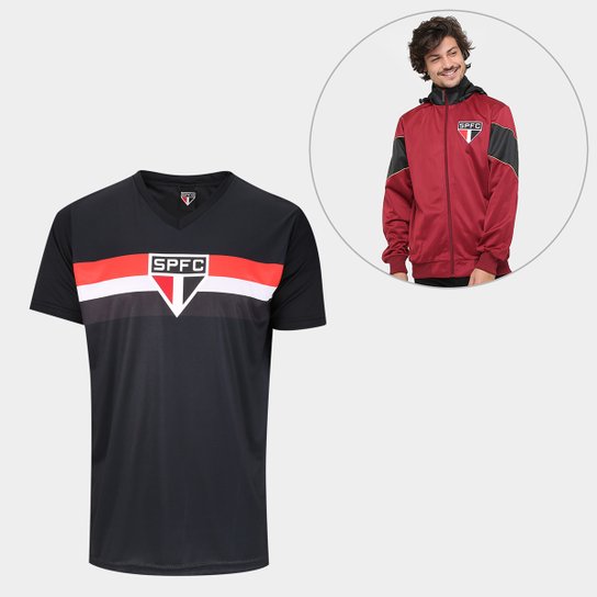 Kit São Paulo Camisa Goleiro 2005 s/n° + Jaqueta Trilobal 17 Com Capuz Removível Masculino - Preto