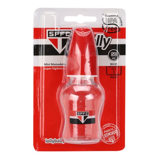 Mamadeira São Paulo Lolly Baby 50 ml - Vermelho+Branco