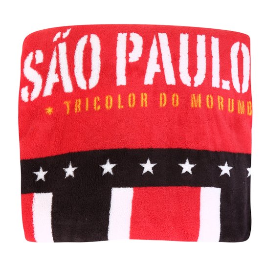 Manta São Paulo Juvenil Tricolor Soft Solteiro - Vermelho