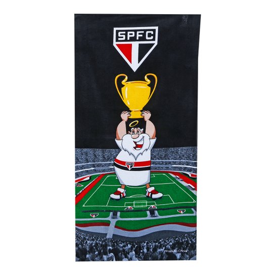 Toalha São Paulo Mascote Veludo - Vermelho+Branco