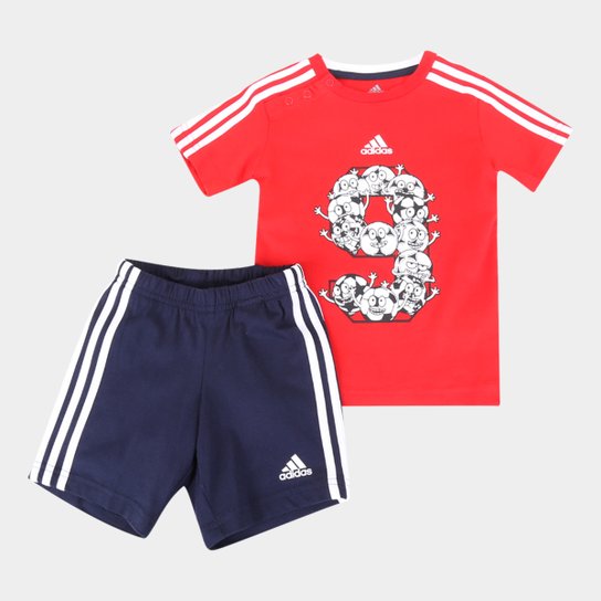Agasalho Infantil Adidas I Lil 3S Sport Performance - Vermelho+Branco