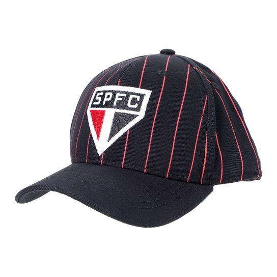 Boné São Paulo Aba Curva Snapback Stripes - Preto