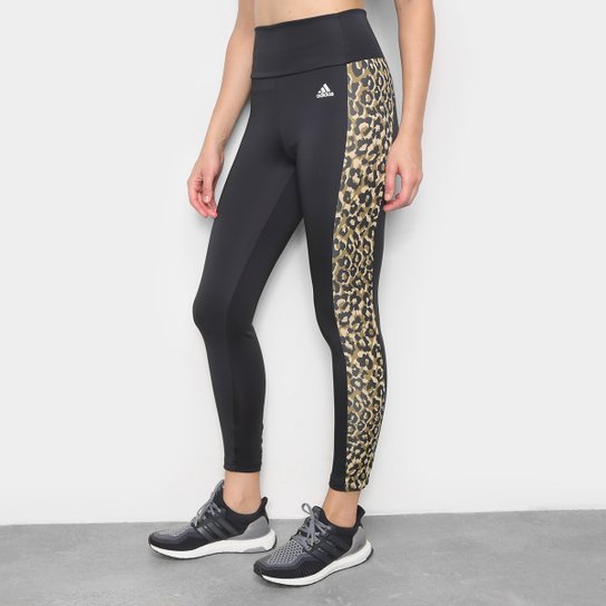 Calça Adidas Leopard 7/8 Feminina - Preto+Bege