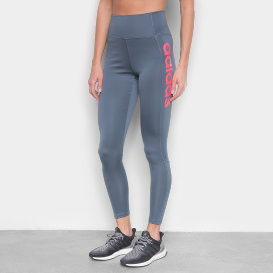 Calça Legging Adidas D2M Hr L Feminino - Azul+Rosa