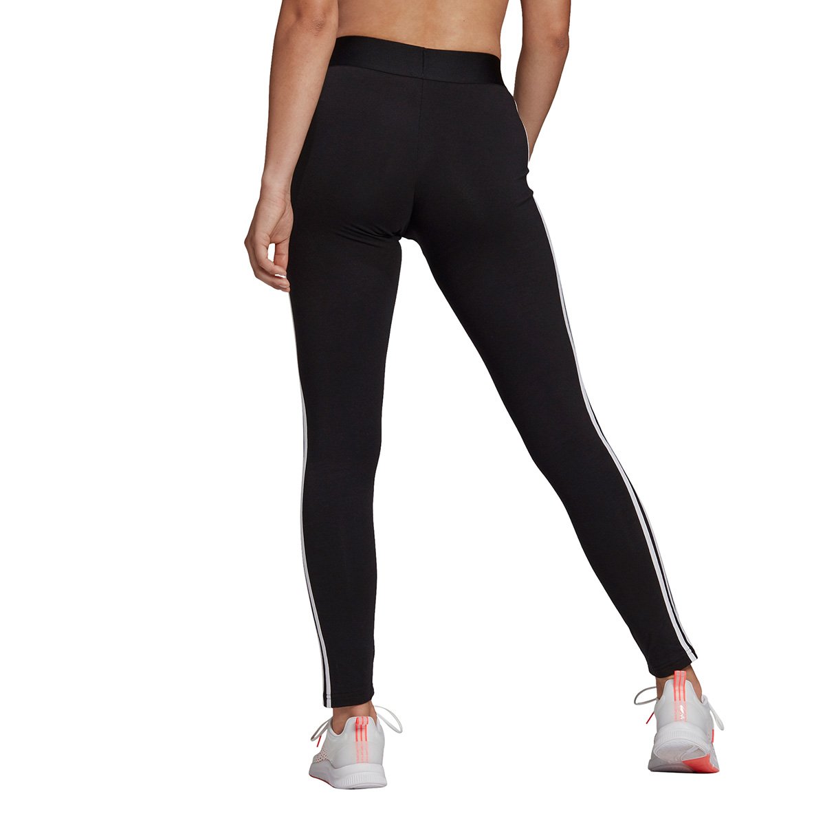 Calça Legging Adidas Essentials 3 Listras Feminina - Preto+Branco | São  Paulo Mania