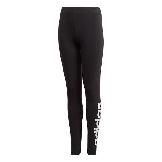 Calça Legging Infantil Adidas Estampa Logo YG Lin Tght Feminina - Preto+Branco
