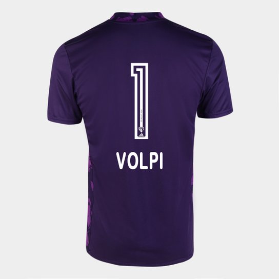 Camisa de Goleiro São Paulo I 20/21 n° 1 - Volpi - c/ Patrocínio Torcedor Adidas Masculina - Roxo