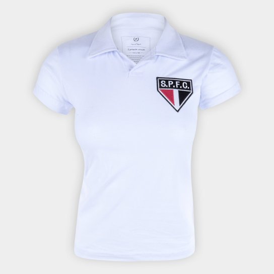 Camisa Polo São Paulo Retrô Mania Feminina - Branco