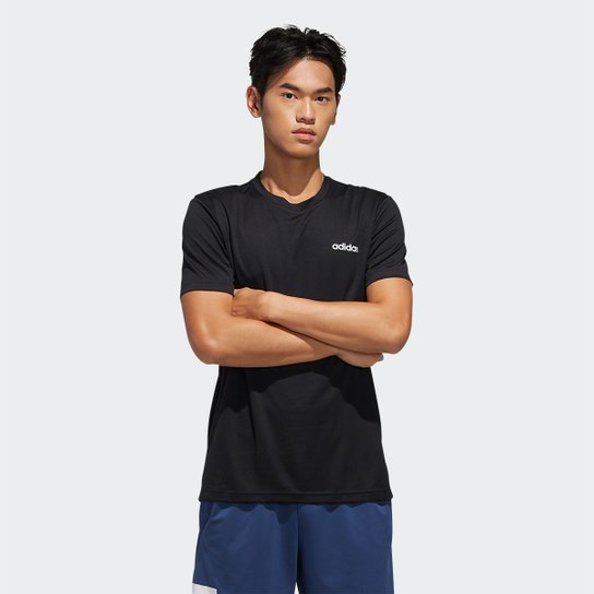 Camiseta Adidas D2M Ar Plain Masculina - Preto+Branco