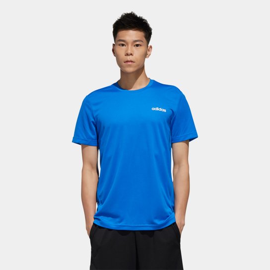 Camiseta Adidas D2M Ar Plain Masculina - Azul+Branco