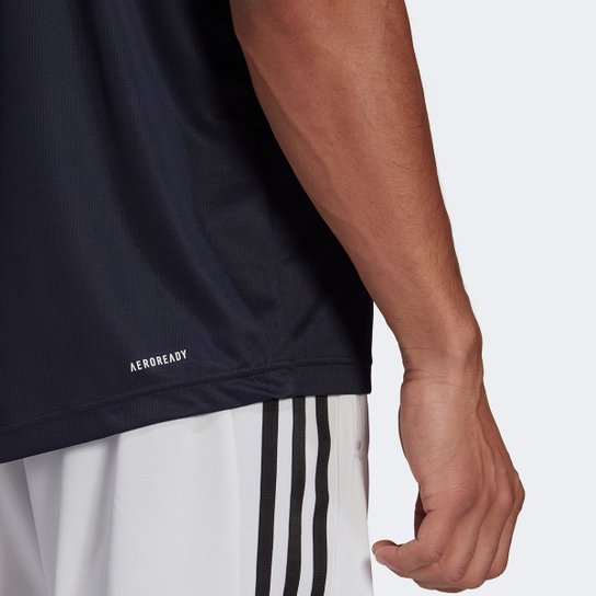 Camiseta Adidas D2M Plain Masculina - Marinho+Branco