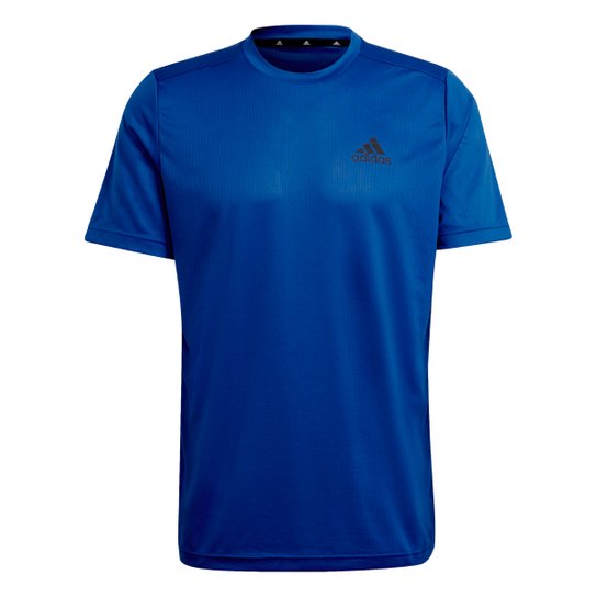 Camiseta Adidas D2M Plain Masculina - Azul Royal+Preto