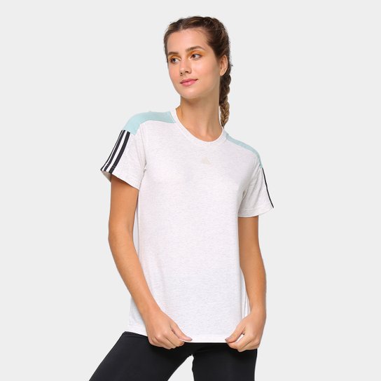 Camiseta Adidas Linear Color Block Feminina - Branco+Preto