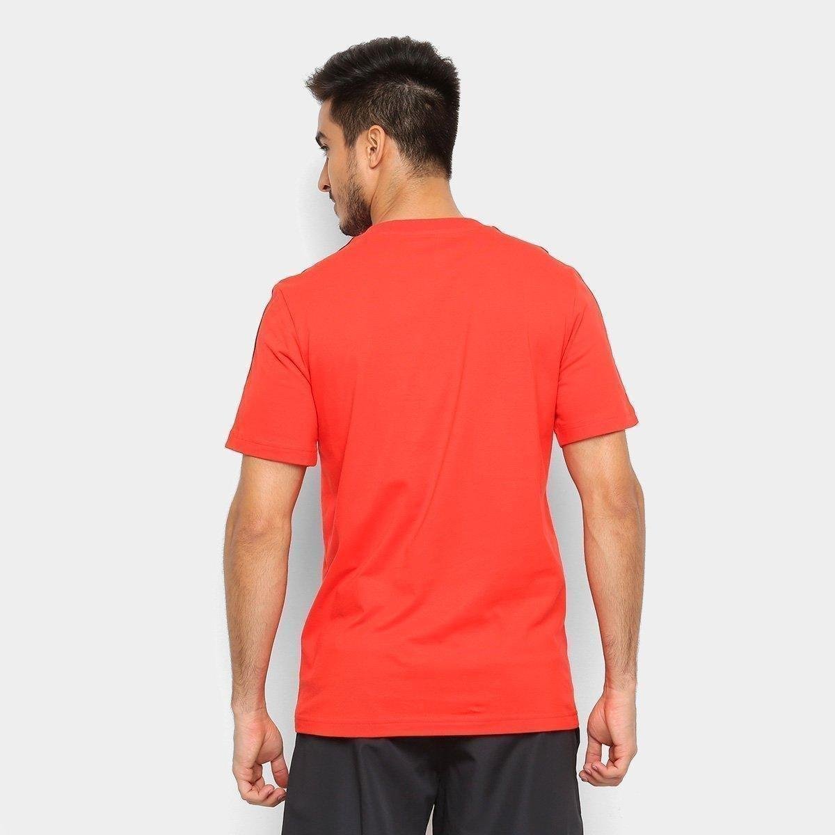 camiseta adidas listras manga masculina