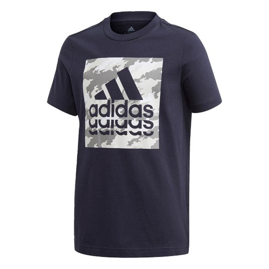 Camiseta Infantil Adidas I Logo - Marinho+Branco