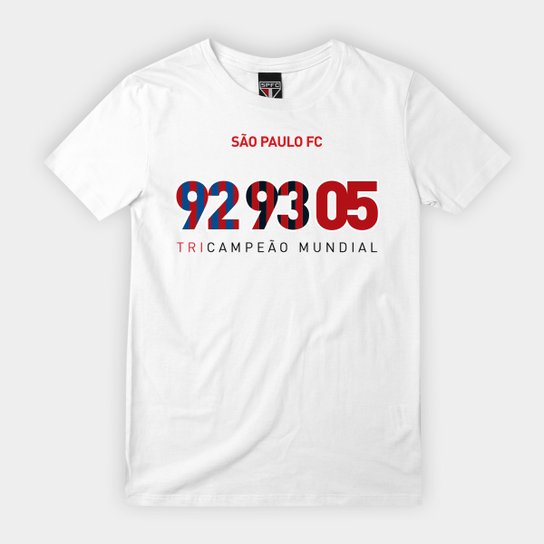 Camiseta Infantil São Paulo Tri Mundial - Branco
