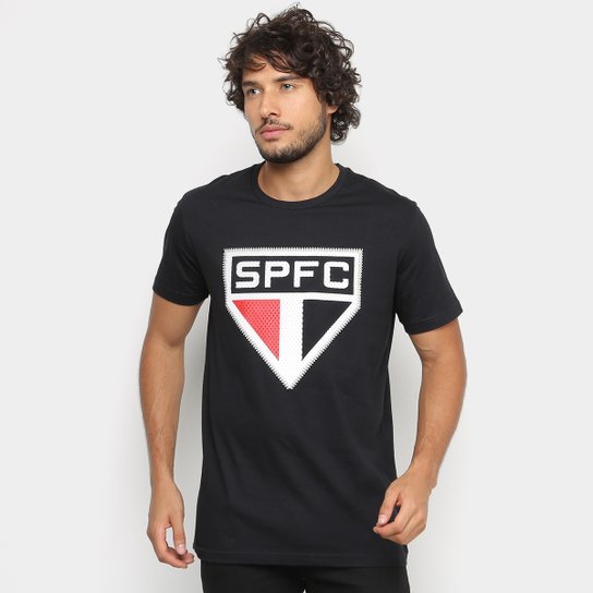 Camiseta São Paulo Costura Masculina - Preto