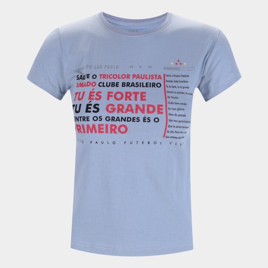Camiseta São Paulo Hino Retrô Mania Feminina - Cinza