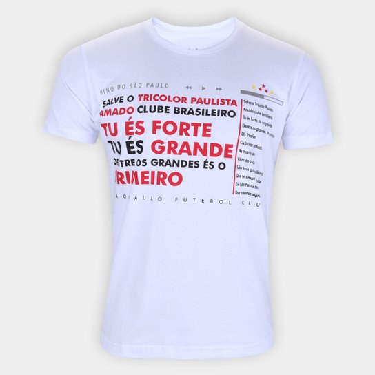 Camiseta São Paulo Hino Retrô Mania Masculina - Branco