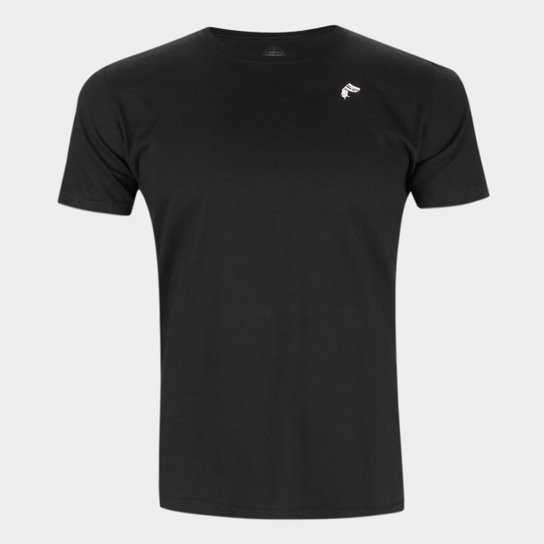 Camiseta São Paulo Logo Mascote Masculina - Preto