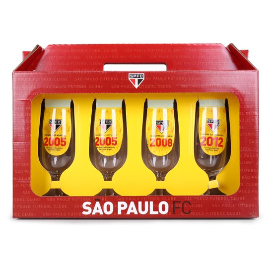 Conjunto de Taças São Paulo Allmix Floripa 300 ml - 4 Unidades - Vermelho+Preto