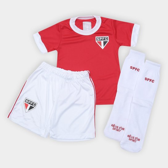 Conjunto São Paulo Infantil Artilheiro - Vermelho+Branco