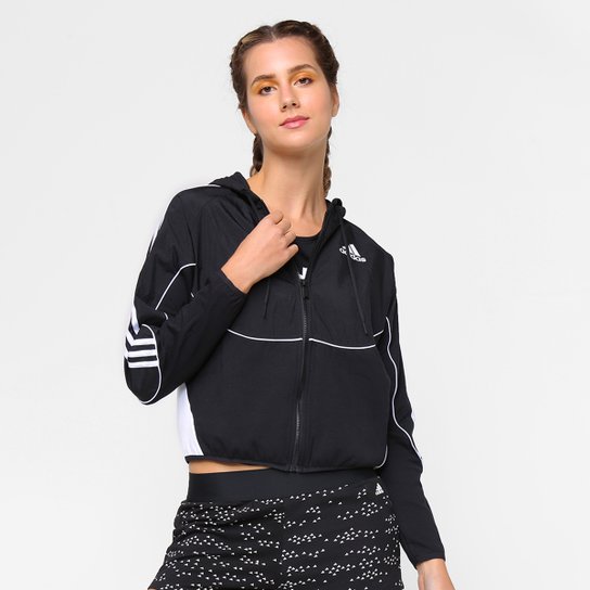 Jaqueta Adidas 3 Stripes Sportwear Feminina - Preto+Branco
