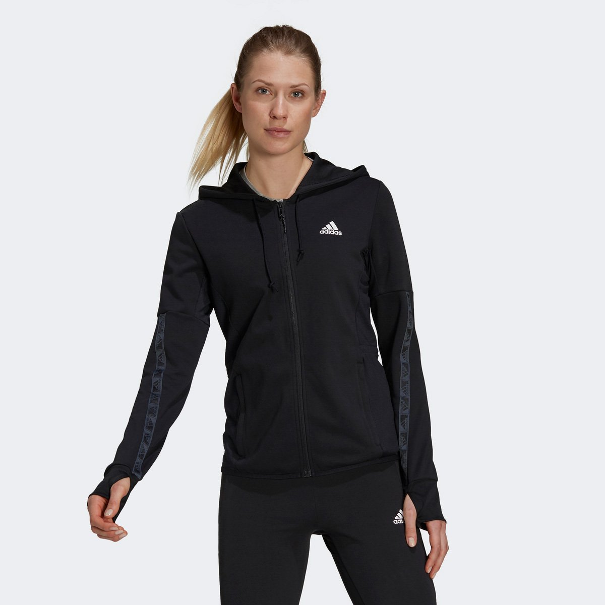 jaqueta adidas sereno 3 linhas slim feminina