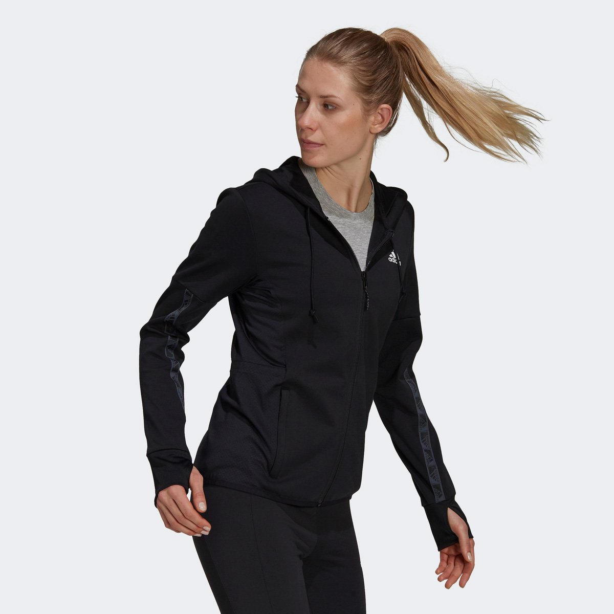 jaqueta adidas sereno 3 linhas slim feminina