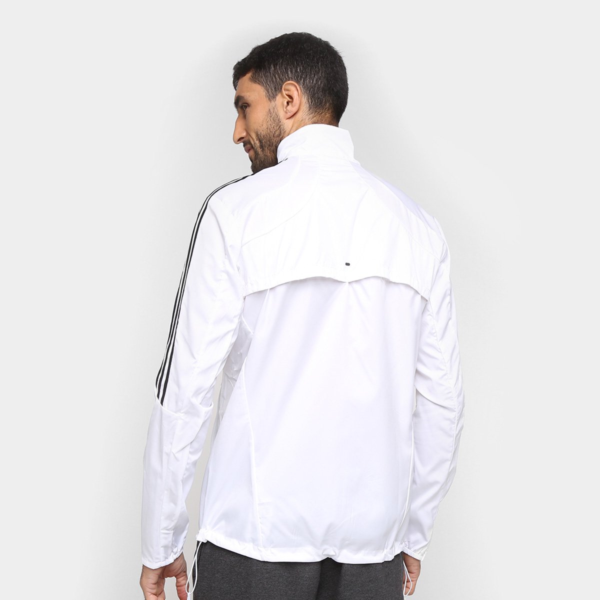 Jaqueta Adidas Marathon 3 Stripes Masculina - Branco+Preto | São Paulo Mania