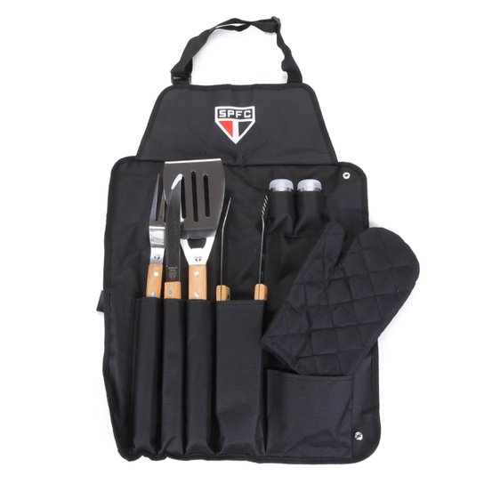 Kit Churrasco Avental 8 Peças São Paulo - Preto