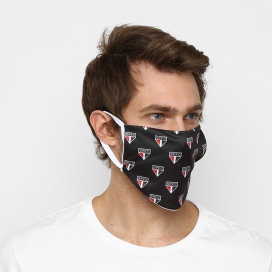 Kit de Máscaras de Proteção São Paulo Pattern Laváveis - 6 Unid - Preto