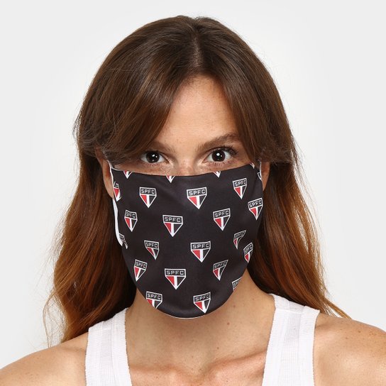 Kit de Máscaras de Proteção São Paulo Pattern Laváveis - 6 Unid - Preto