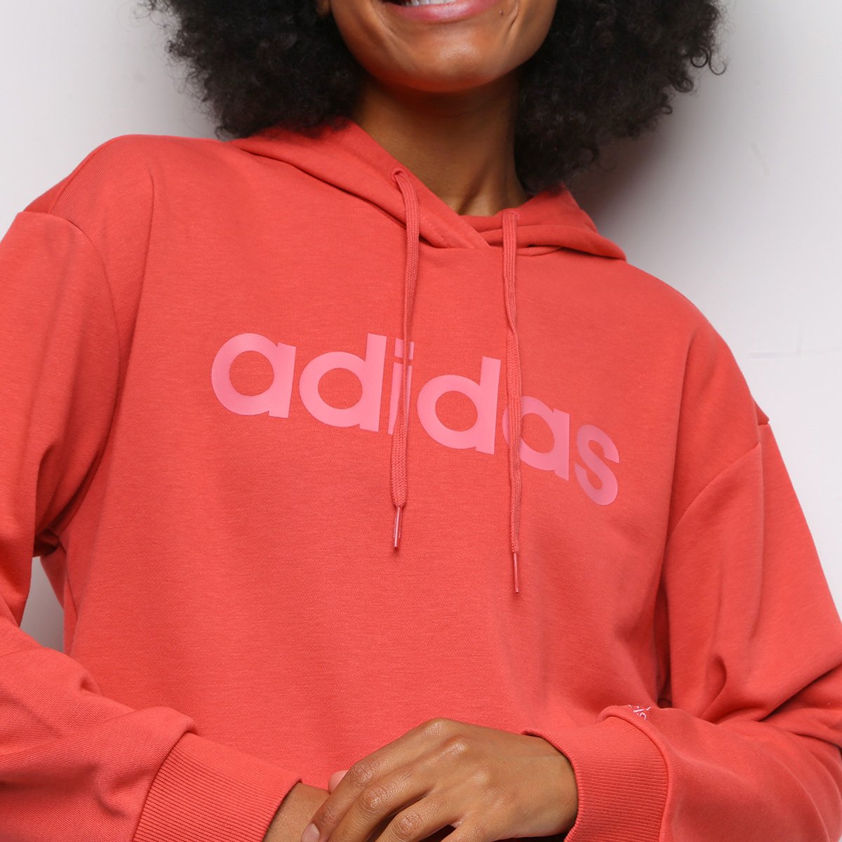 Moletom Adidas Essentials Linear Feminino - Vermelho+Rosa | São Paulo Mania