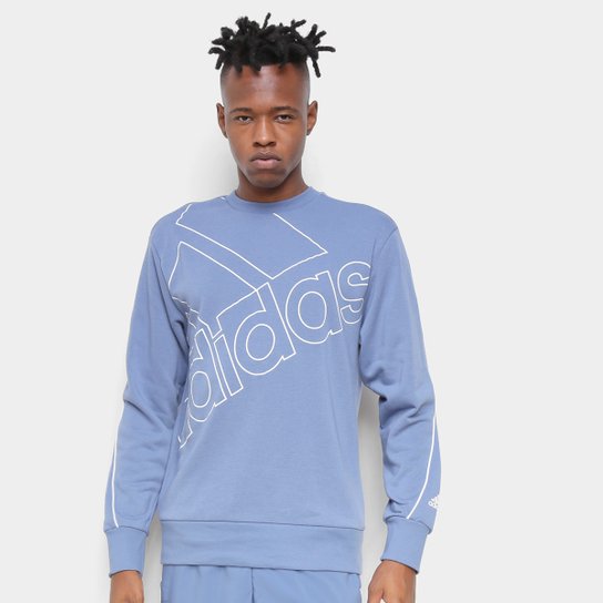 Moletom Adidas Favourites Big Logo - Azul+Branco