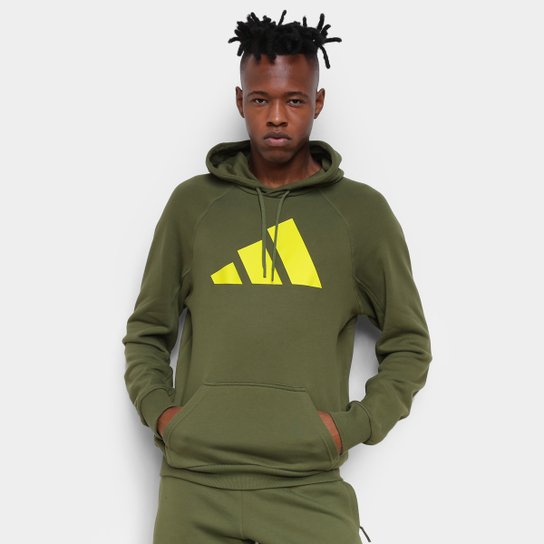 Moletom Adidas Logo Capuz Masculino - Verde escuro